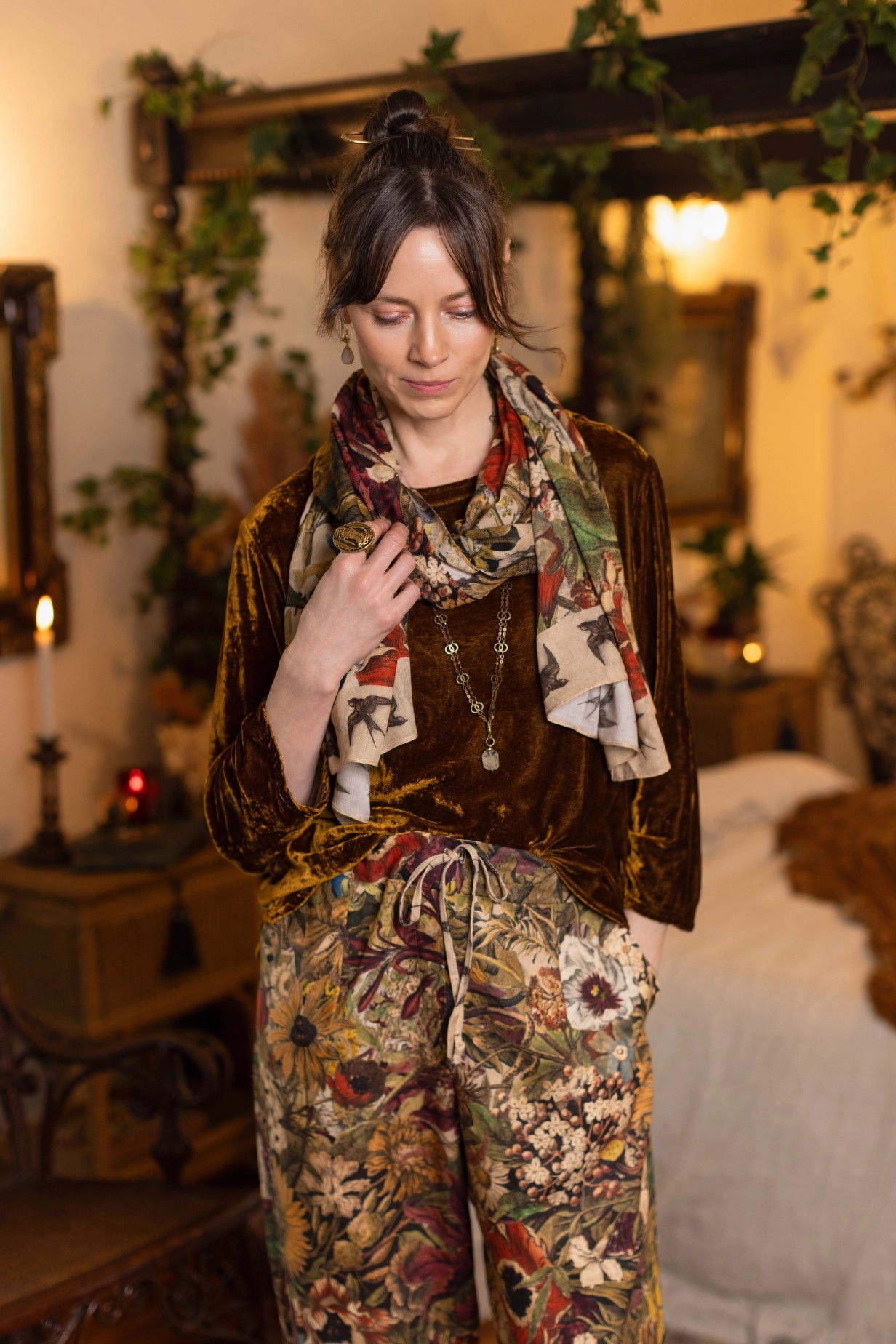 Golden Hour Floral Bohemian Scarf - Pre-Order - Ships August 2026
