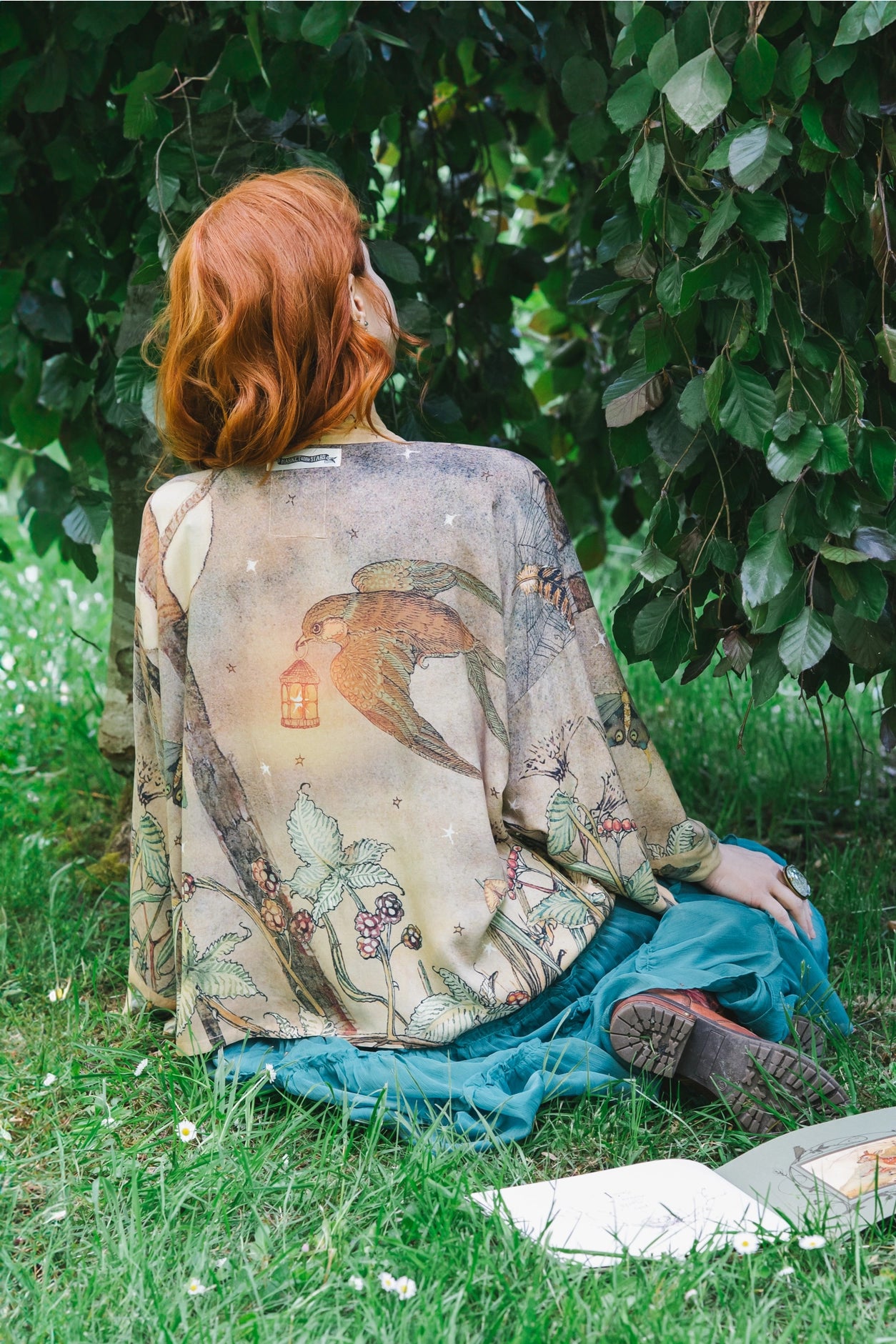 Lovelight Pixie Cropped Kimono w/ Woodland Swallow & Stars Pre-Order - Ships Late October 2025