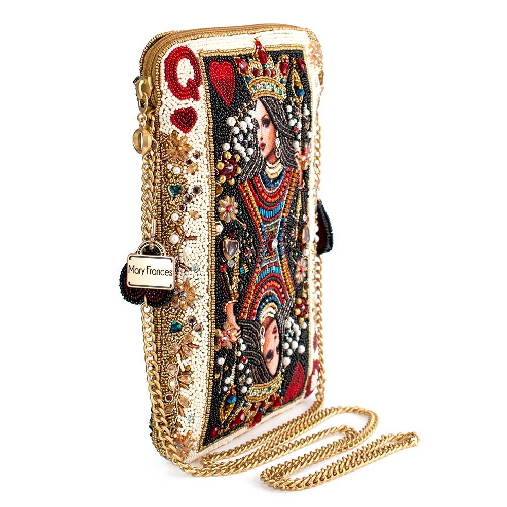 Mary Frances - The Queen Beaded Queen Playing Card Mini Crossbody Clutch