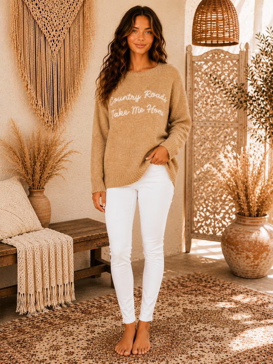 Country Roads Knit Sweater Mustard — Bliss by Cori Boutique