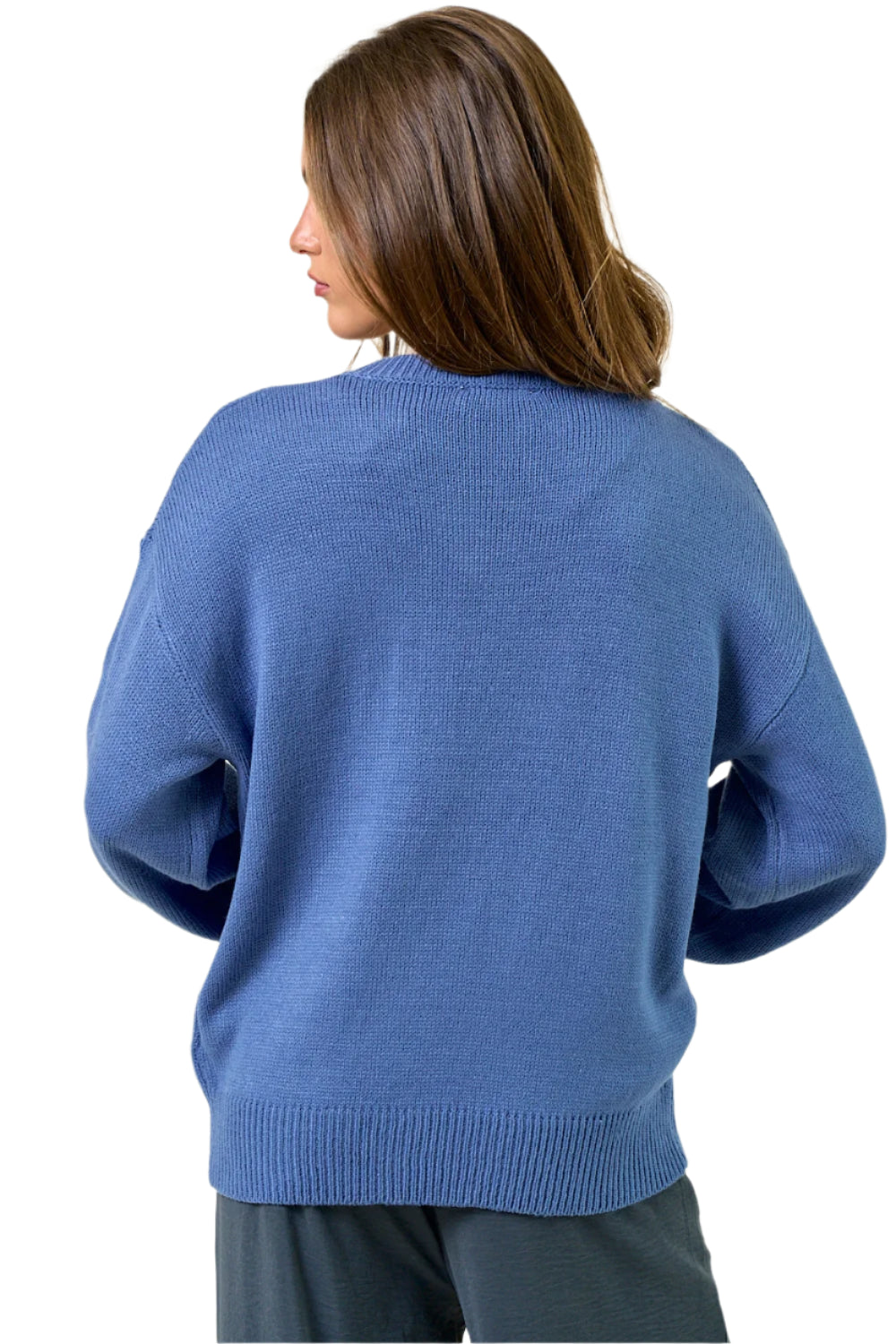 Howdy' Embroidered Round Neck Oversized Sweater