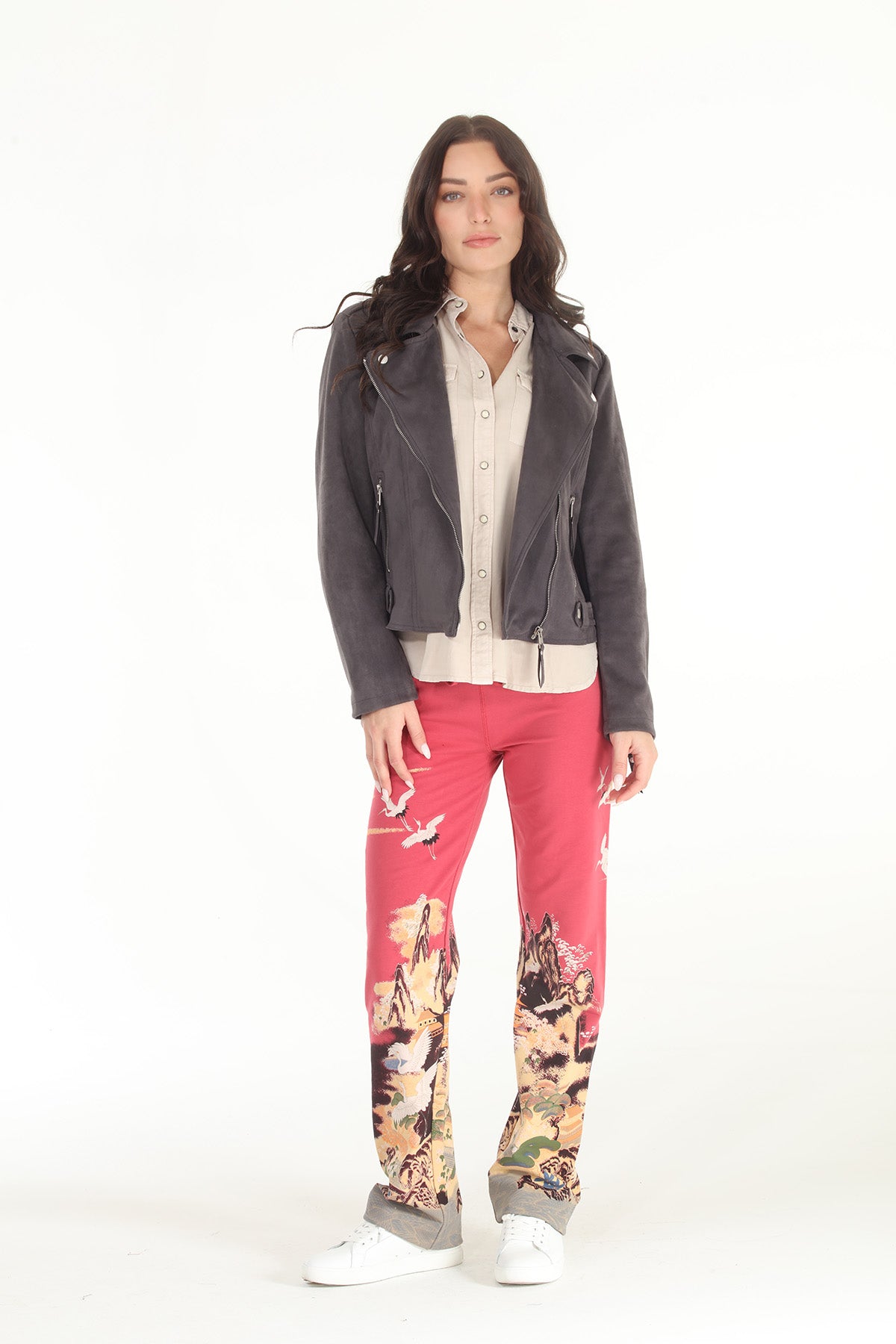 Paparazzi by Biz - Stretch Fit Crane Print Lounge Pant with Raw Hem