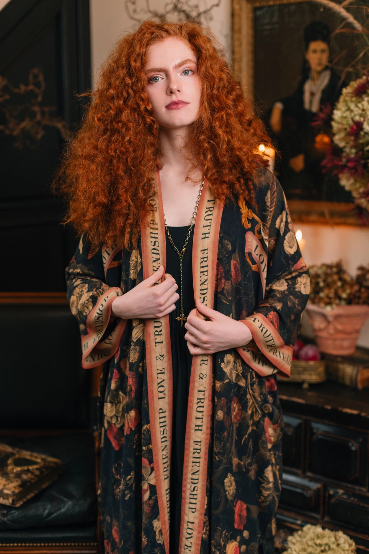 Heart of Gold Opera Duster Kimono Robe w/ Sacred Heart Pre-Order Ships In September