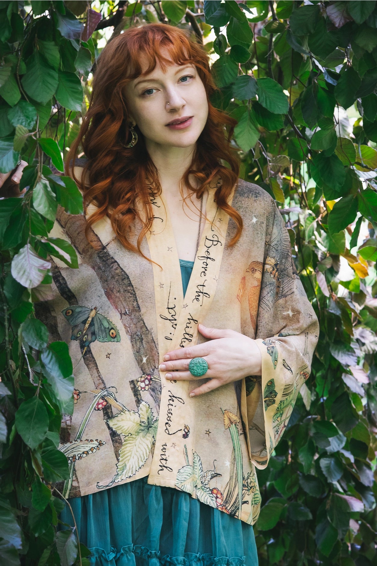 Lovelight Pixie Cropped Kimono w/ Woodland Swallow & Stars Pre-Order - Ships Late October 2025