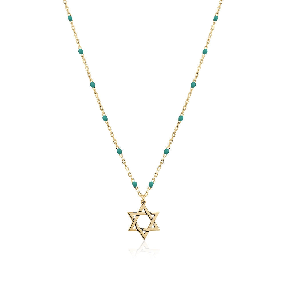 Rosary Chain Star of David Necklace - Available In 4 Colors