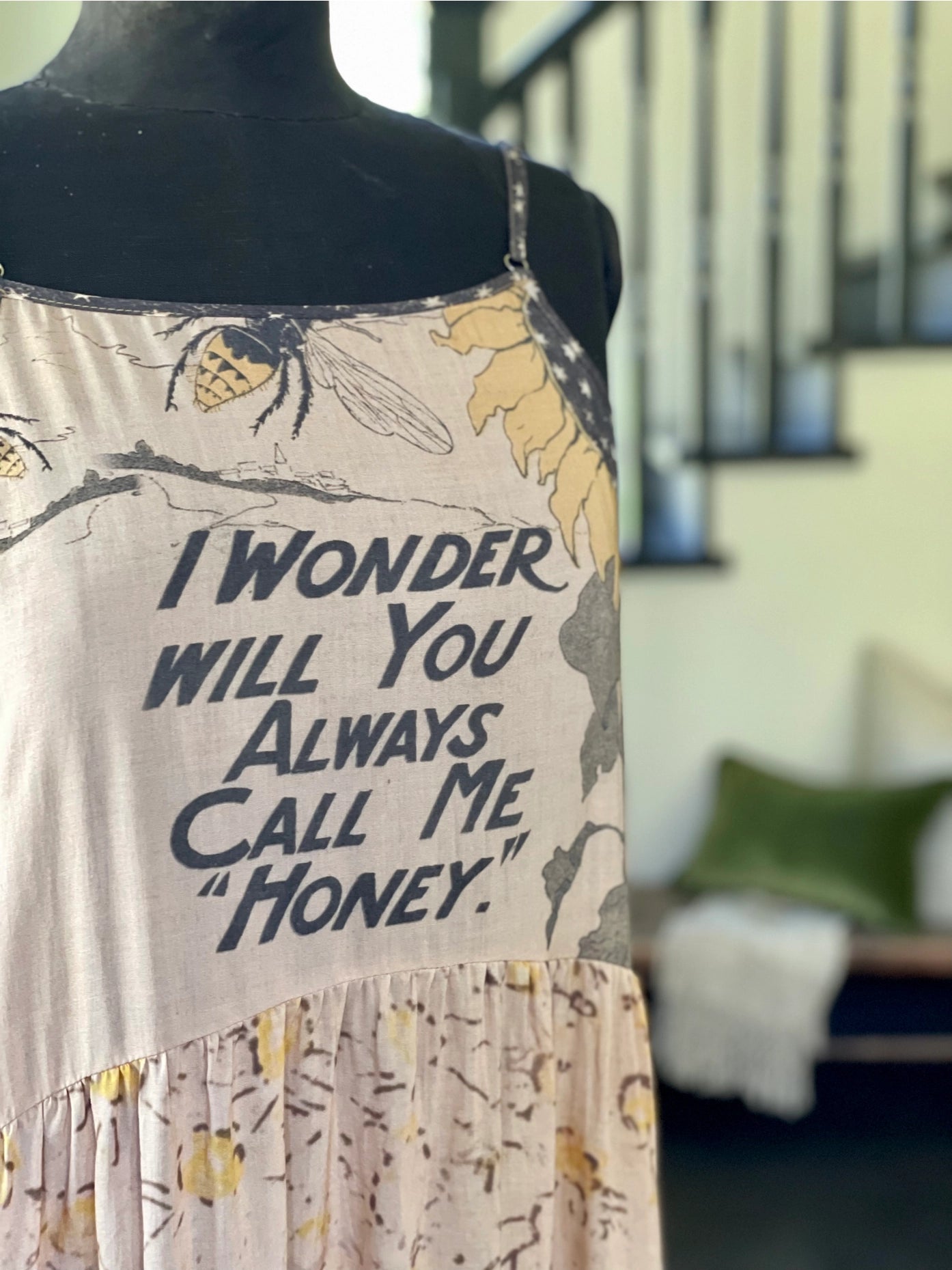 Market Of Stars Milk & Honey Bohéme Slip Dress with Bees and Sunflowers