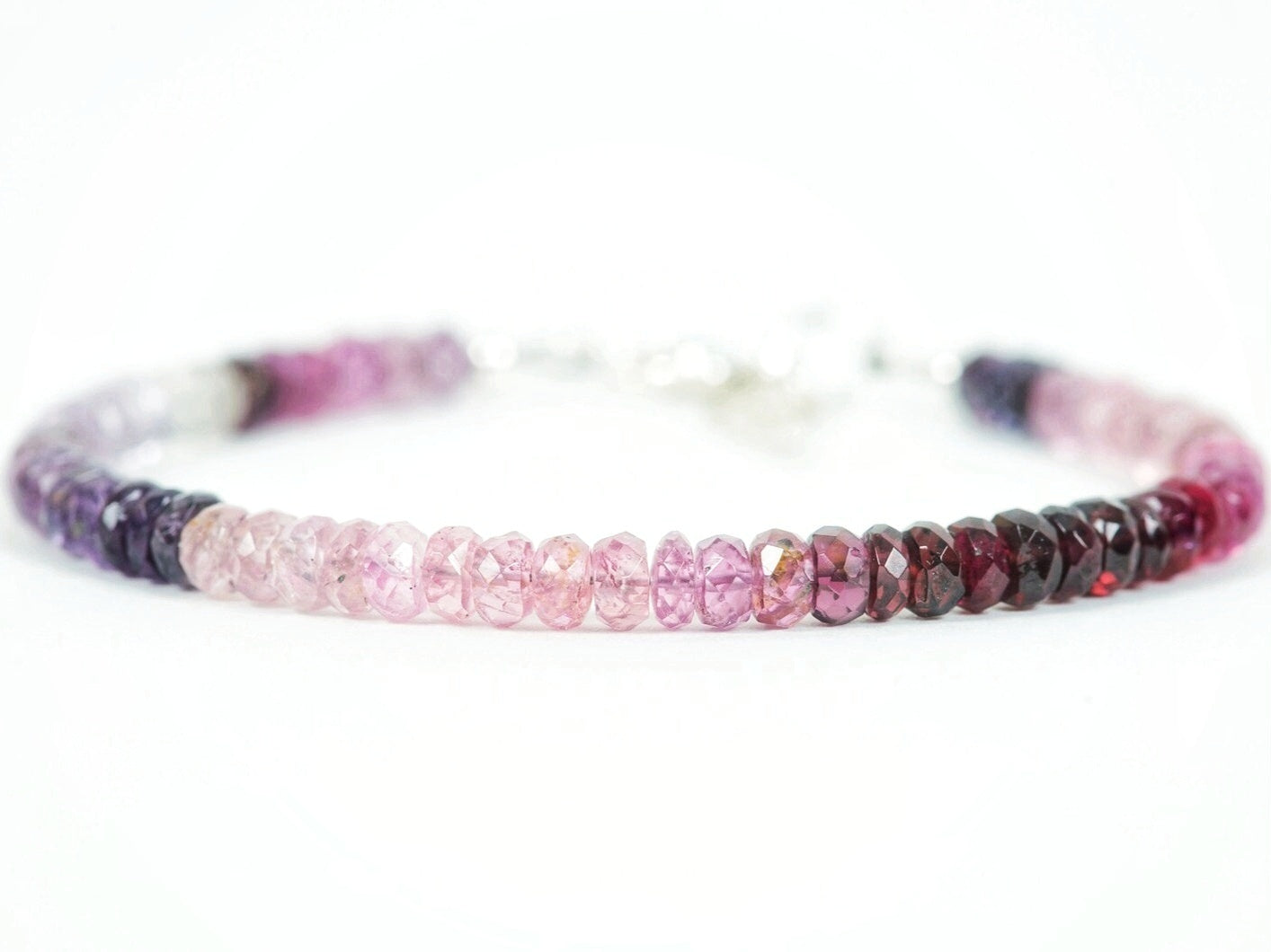 4mm Shaded Pink Spinel Reiki Healing Gemstone Beaded Bracelet