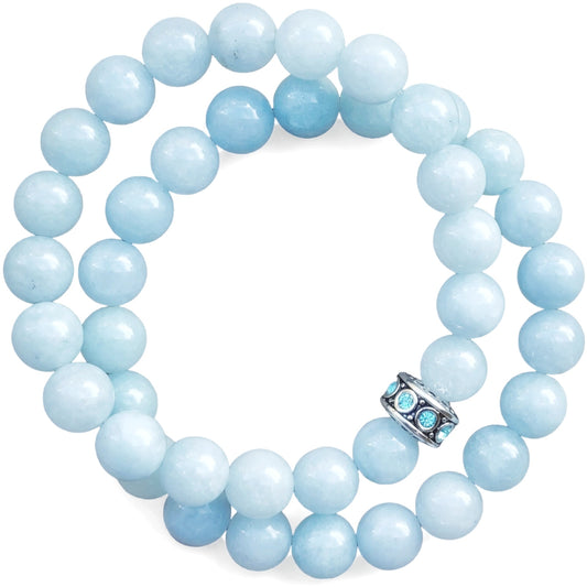 10mm Aquamarine Reiki Healing Beaded Gemstone Bracelet