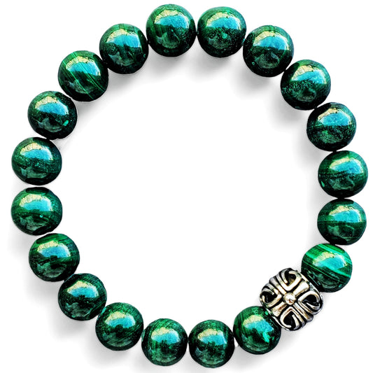 10mm Malachite Unisex Reiki Healing Beaded Gemstone Bracelet