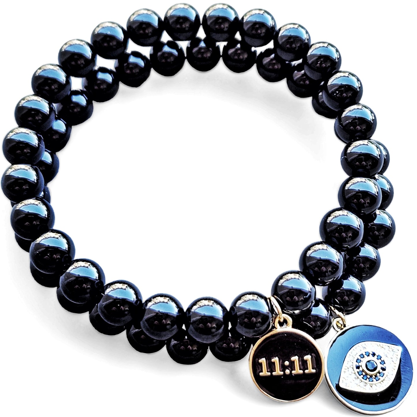 8mm Black Tourmaline 11:11 Reiki Healing Beaded Gemstone Bracelet