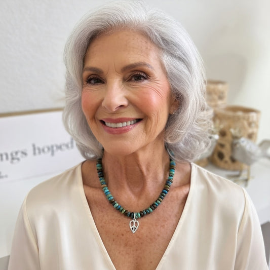 Kingman Turquoise & Brighton Peace Heart Gemstone Necklace