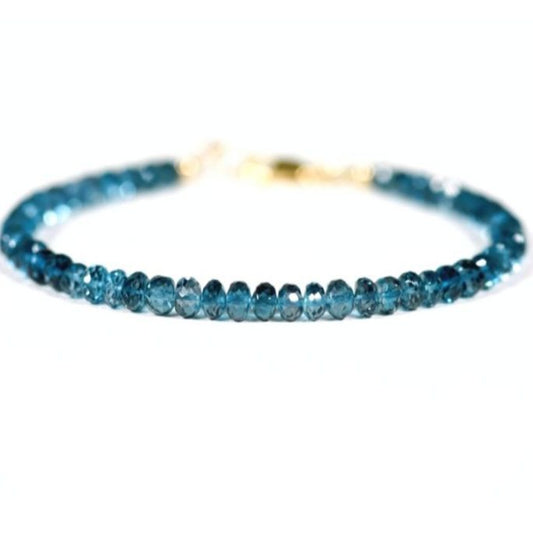 4mm London Blue Topaz Reiki Healing Beaded Gemstone Bracelet