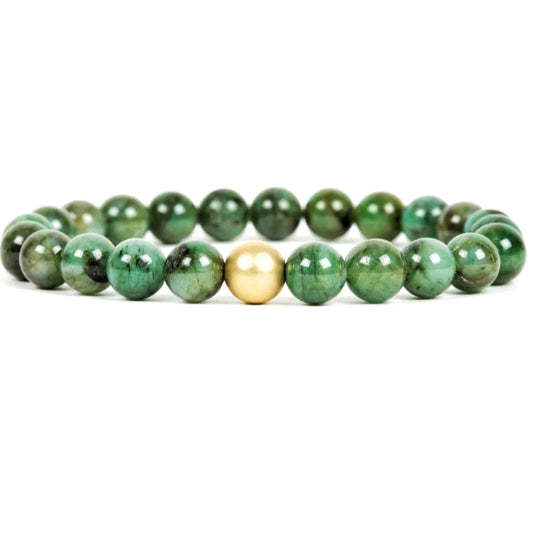 8mm Columbian Emerald Unisex Reiki Healing Beaded Gemstone Bracelet