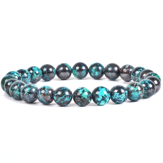 8mm Rare Natural Chrysocolla Shattuckite Unisex Reiki Healing Gemstone Bracelet