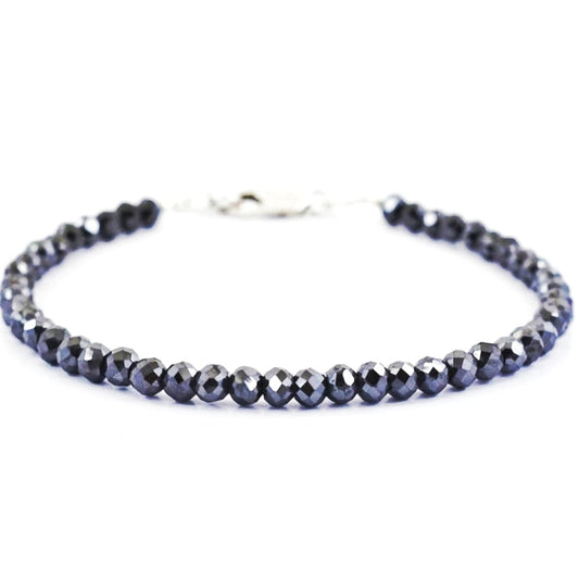 4mm Certified Black Diamond Reiki Healing Gemstone Beaded Bracelet