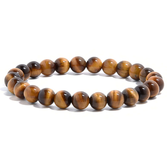 Unisex Natural Tiger Eye Reiki Healing Beaded Gemstone Bracelet