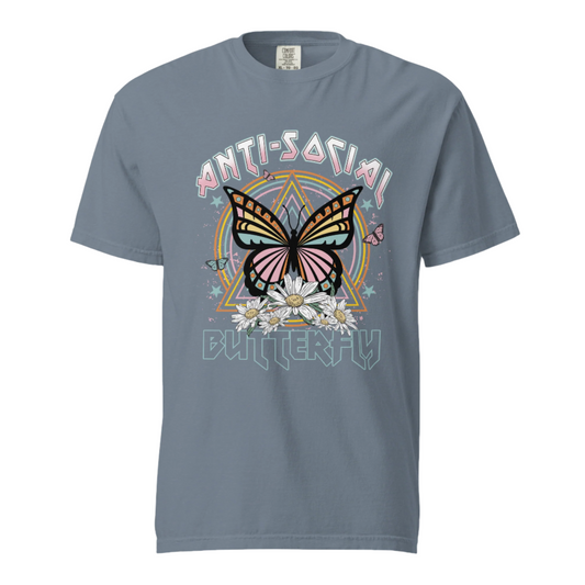 Anti Social Butterfly  - Comfort Colors Tee - Available in 5 Colors