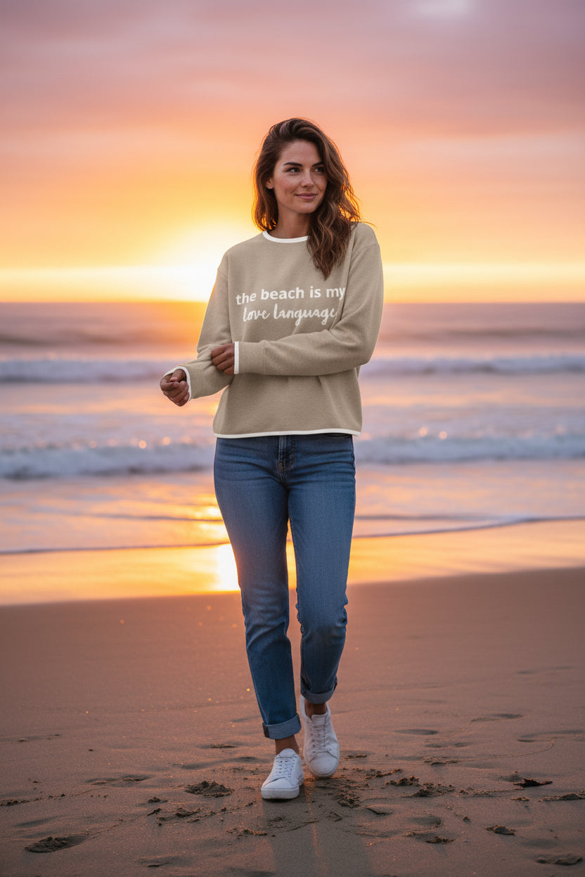 The Beach Is My Love Language Personalized Knit Sweater