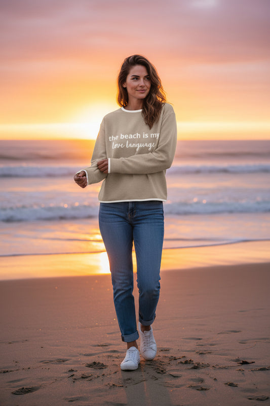 The Beach Is My Love Language Personalized Knit Sweater