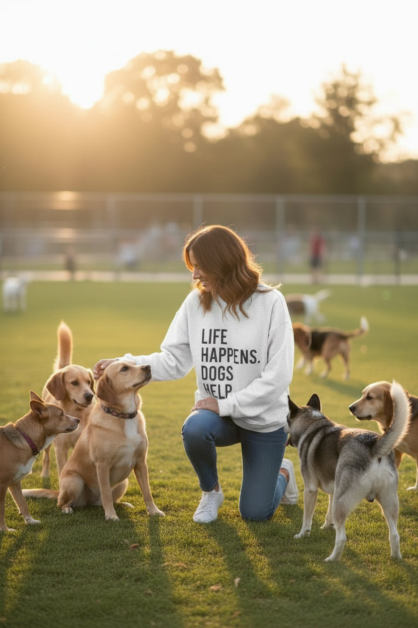 Life Happens Dogs Help French Terry Sweatshirt