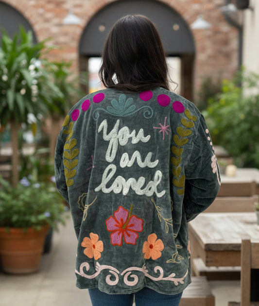 "You Are Loved" Velvet Jacket