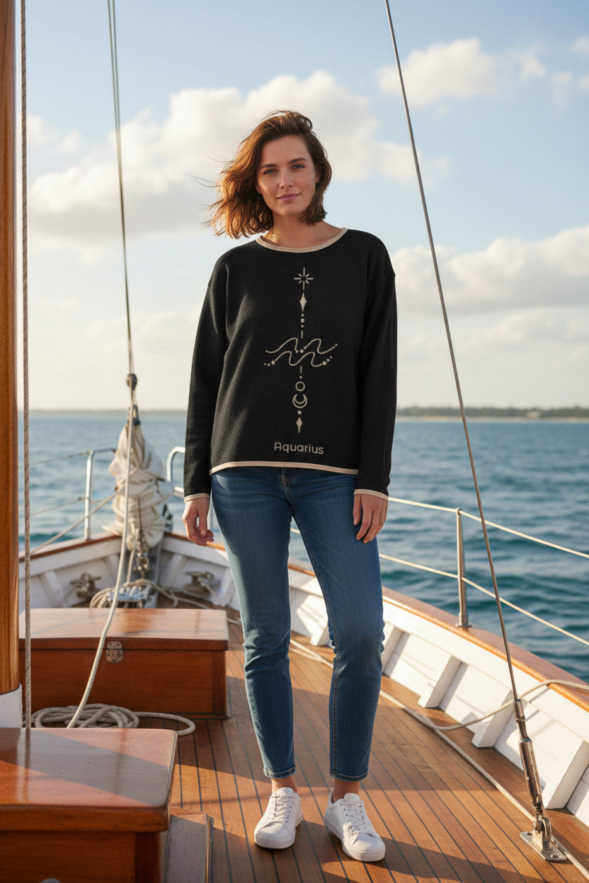 Aquarius Zodiac Personalized Knit Sweater