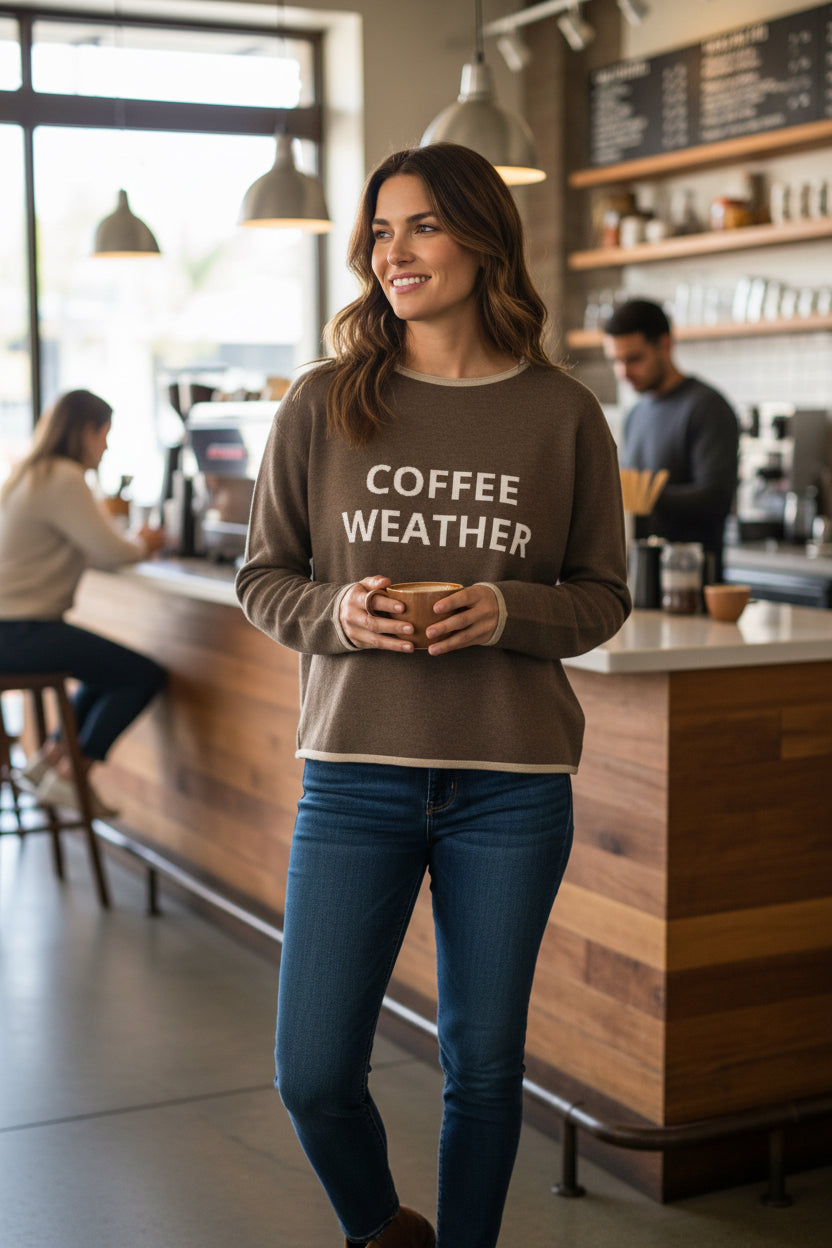 Coffee Weather Personalized Knit Sweater