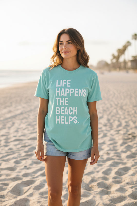 Unisex Life Happens The Beach Helps T-Shirt | Beach Lover Tee