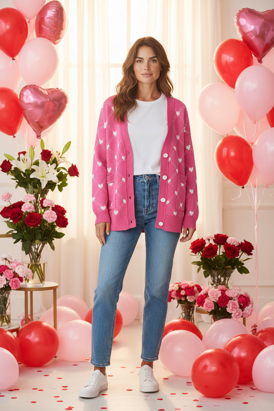 Valentine's Day Heart Cardigan Sweater