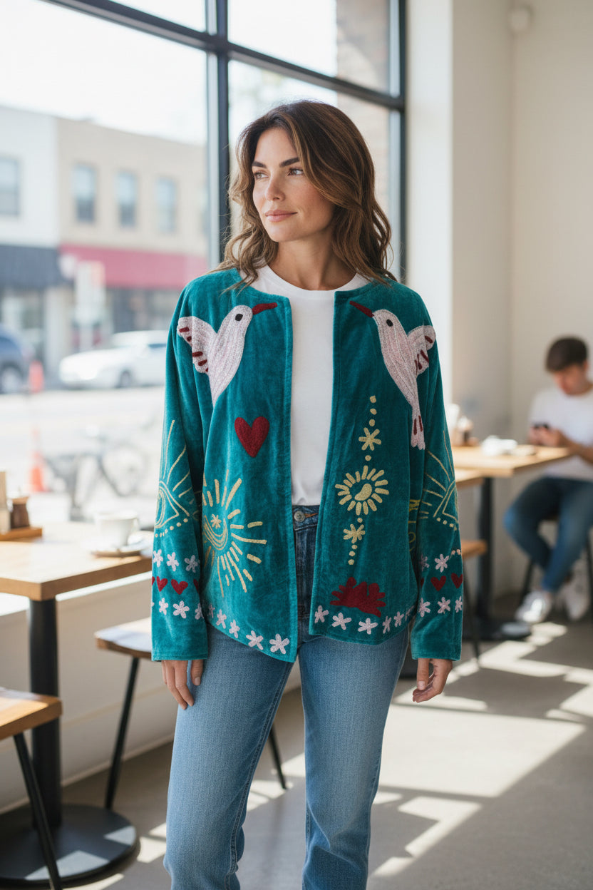 "Hummingbird" Velvet Jacket