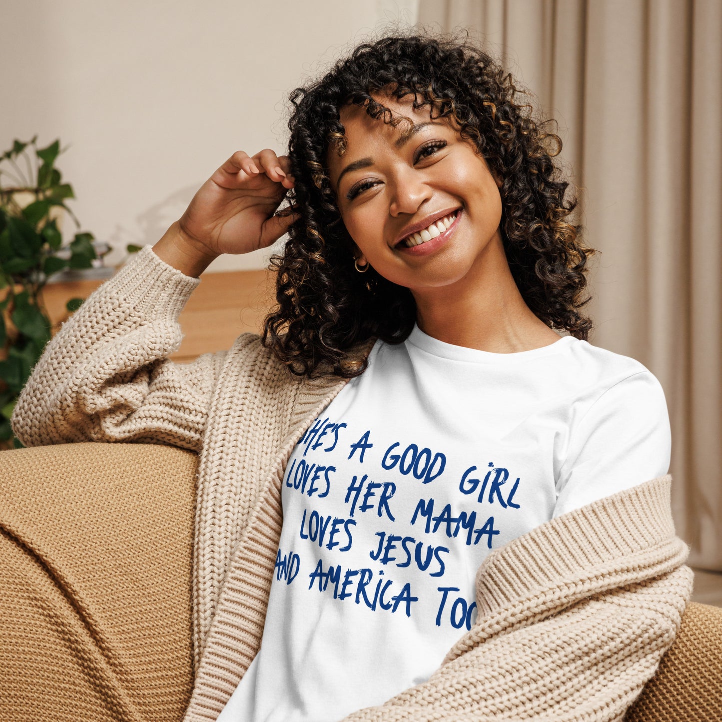 She's A Good Girl Loves Her Mama Loves Jesus And America Too - Bella Canvas Tee - Blue