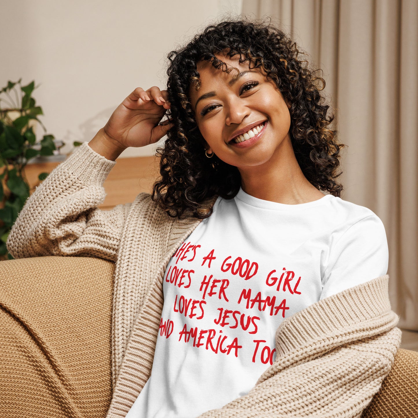 She's A Good Girl Loves Her Mama Loves Jesus And America Too - Bella Canvas Tee - Red