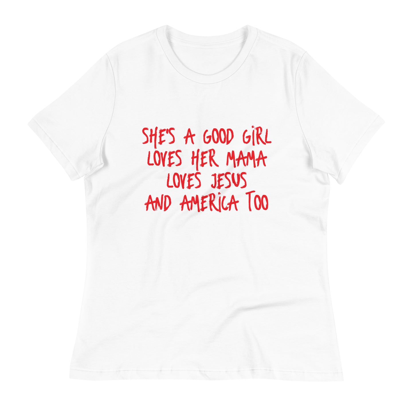 She's A Good Girl Loves Her Mama Loves Jesus And America Too - Bella Canvas Tee - Red