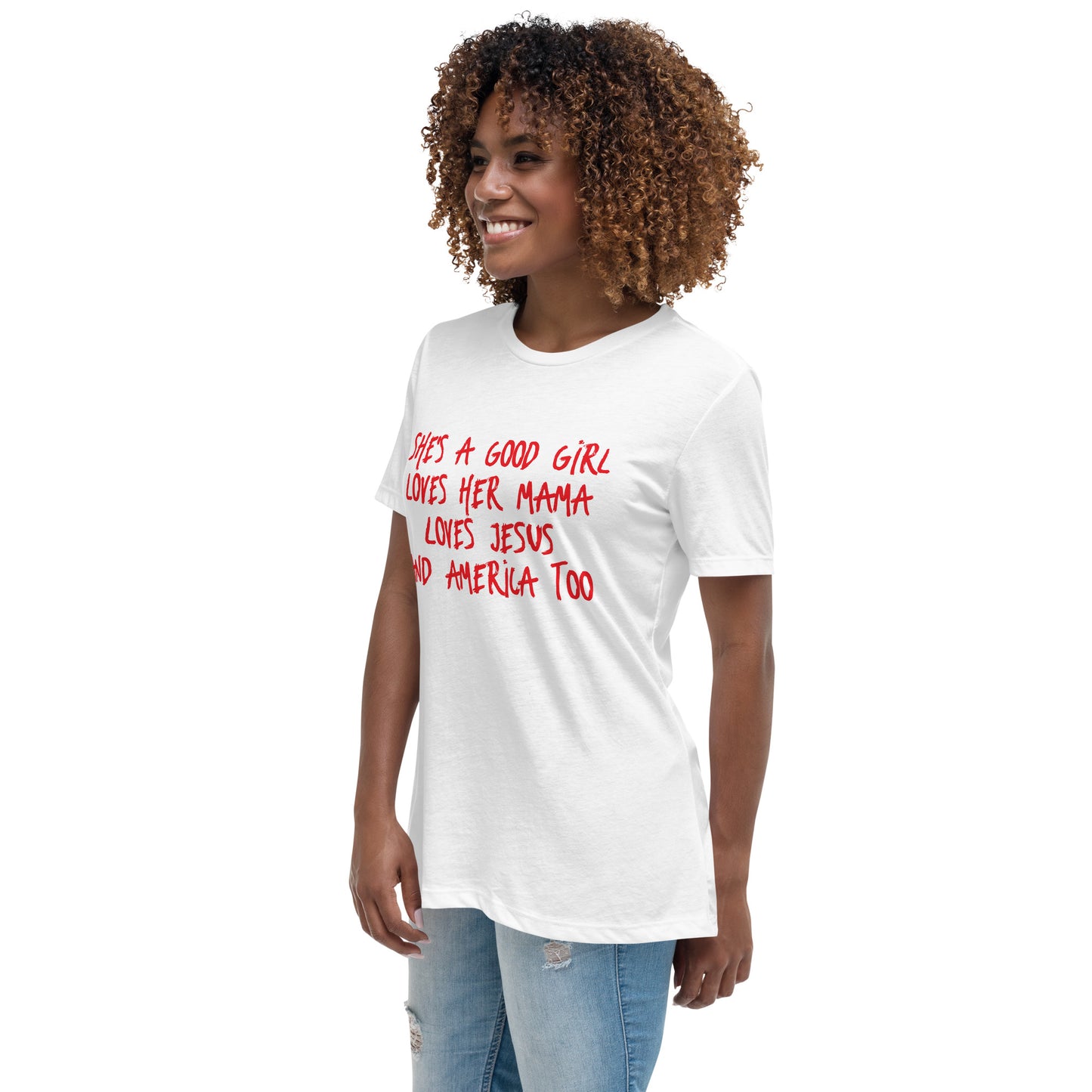 She's A Good Girl Loves Her Mama Loves Jesus And America Too - Bella Canvas Tee - Red