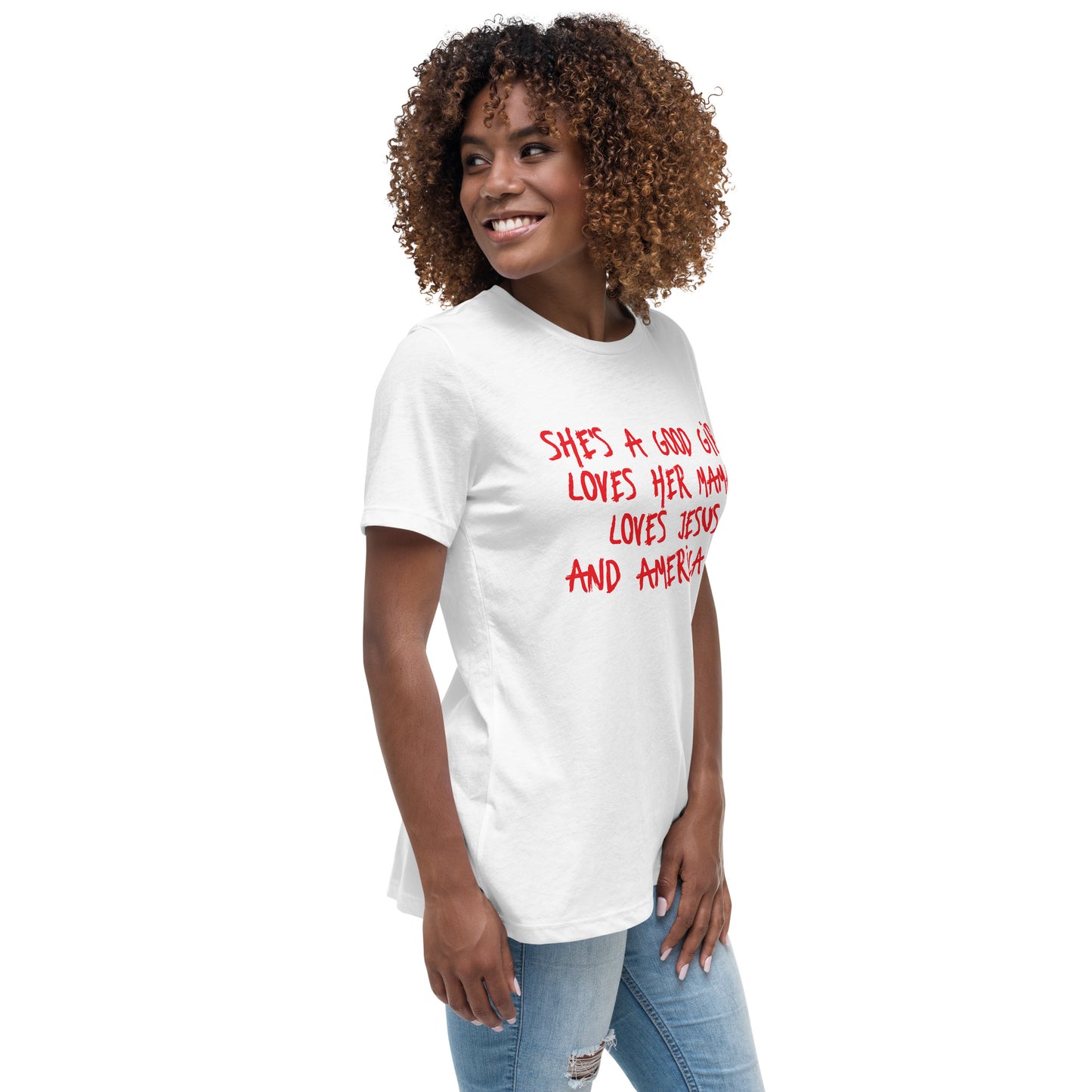 She's A Good Girl Loves Her Mama Loves Jesus And America Too - Bella Canvas Tee - Red