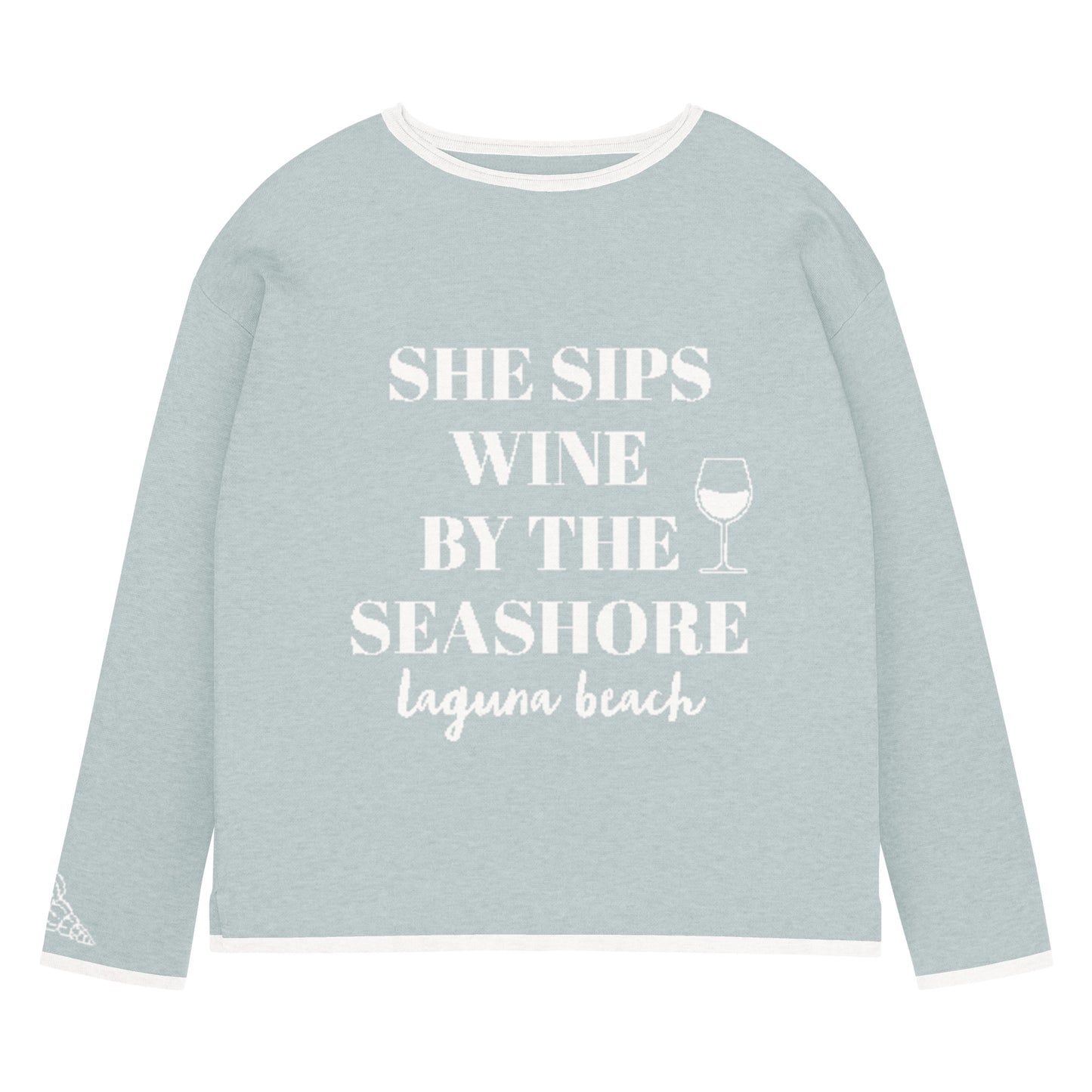 She Sips Wine By The Seashore Knit Sweater