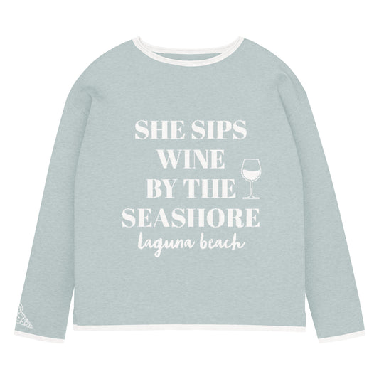 She Sips Wine By The Seashore Knit Sweater